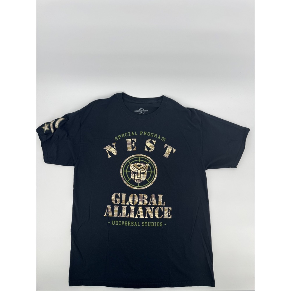 Universal Studios Transformers NEST Global Alliance T-Shirt Mens L Black Camo